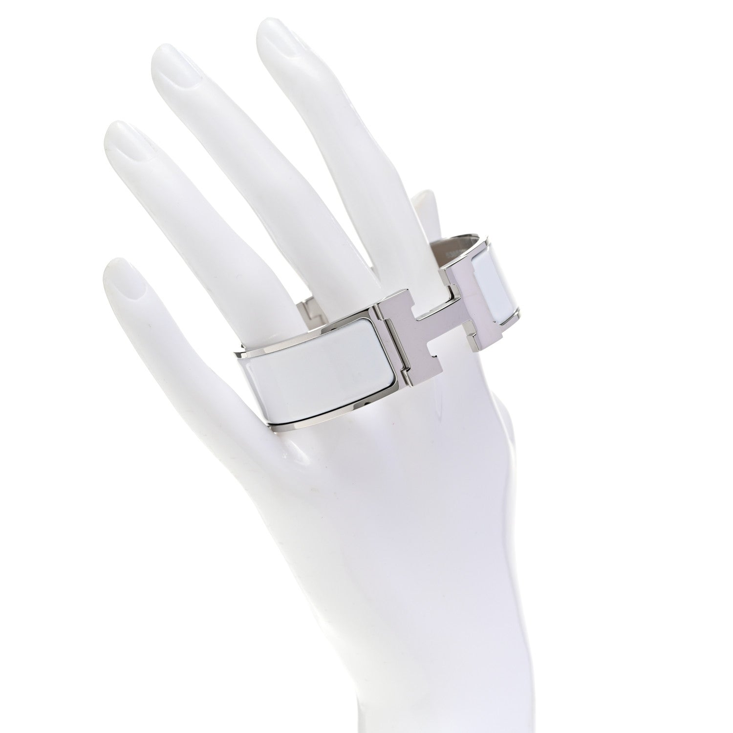 Hermes Enamel Wide Clic Clac H Bracelet GM White 2 of 5
