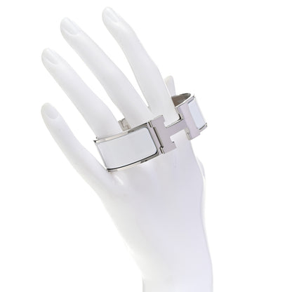 Hermes Enamel Wide Clic Clac H Bracelet GM White 2 of 5
