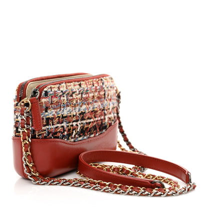 Chanel Tweed Calfskin Small Gabrielle Clutch With Chain Red 3 of 14