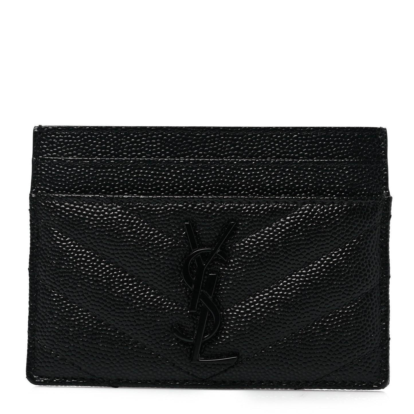 Grain De Poudre Matelasse Chevron Monochrome Monogram Credit Card Case Black