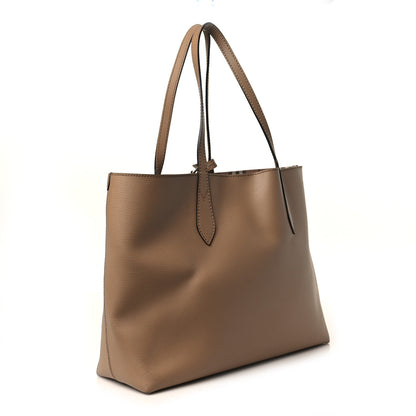 Burberry Grainy Calfskin Haymarket Check Medium Reversible Tote Camel 4 of 14