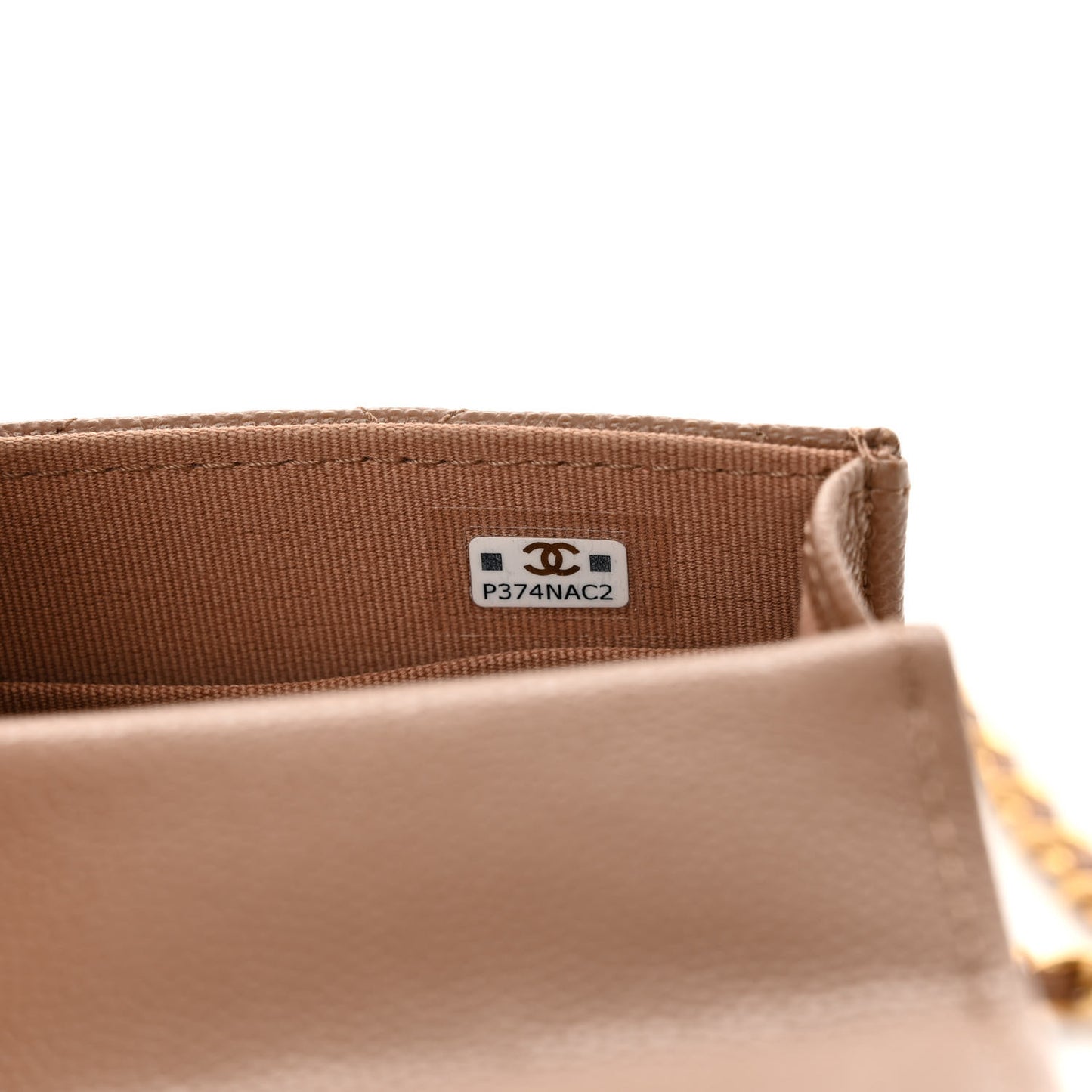 Caviar Quilted Coco First Clutch With Chain Beige