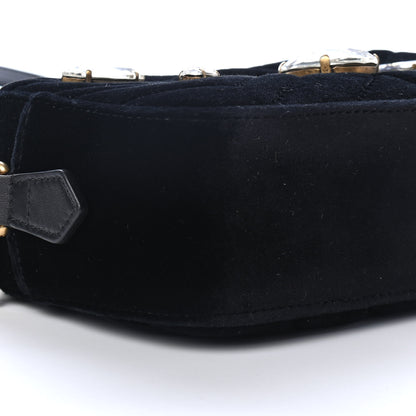 Gucci Velvet Matelasse Marquise Crystals Mini GG Marmont Chain Shoulder Bag Black 8 of 10