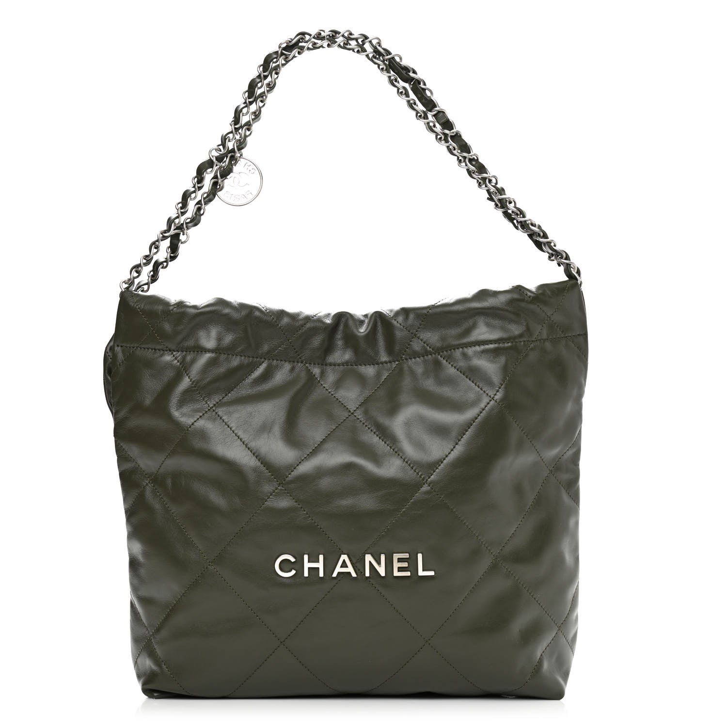 Chanel Shiny Calfskin Quilted Small Chanel 22 Khaki 3 of 10