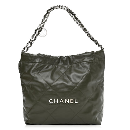 Chanel Shiny Calfskin Quilted Small Chanel 22 Khaki 3 of 10