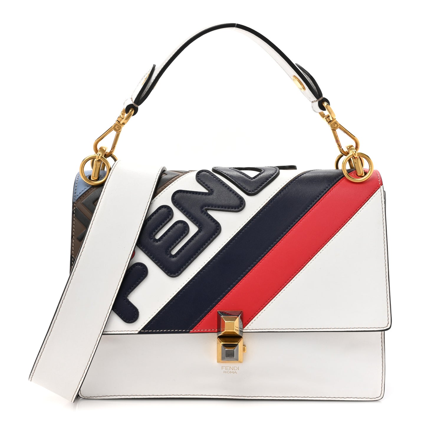 X FILA Vitello Liberty Mania Bi-Color FF 1974 Embossed Kan I Shoulder Bag White Nebula Multicolor
