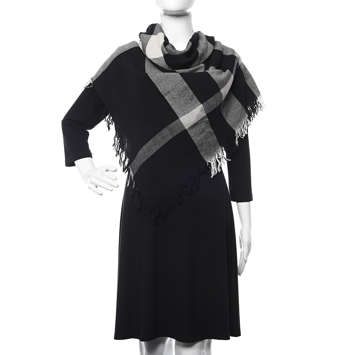 Burberry Merino Wool House Check Square Scarf Black 2 of 6