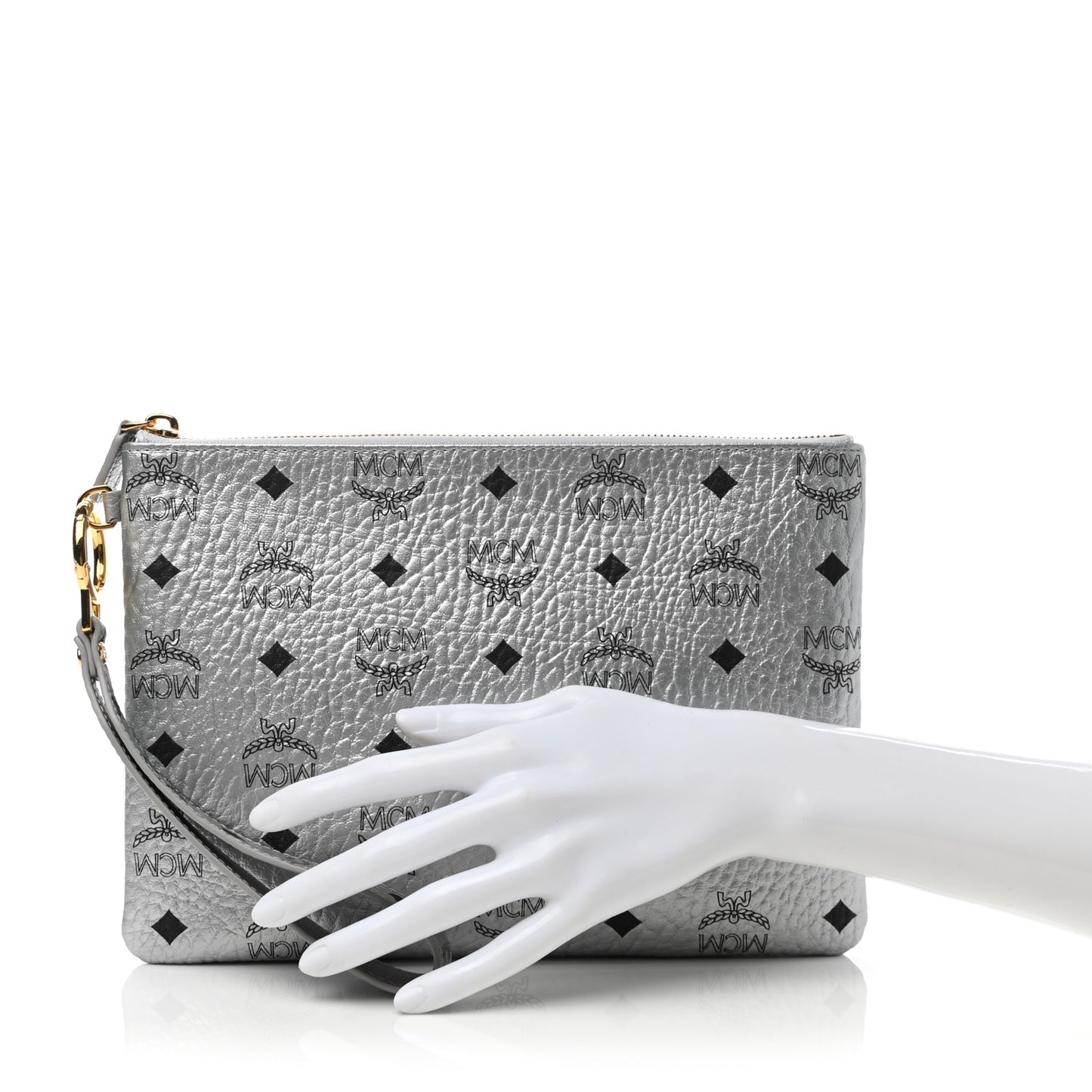 Metallic Visetos Zip Pouch Set Silver