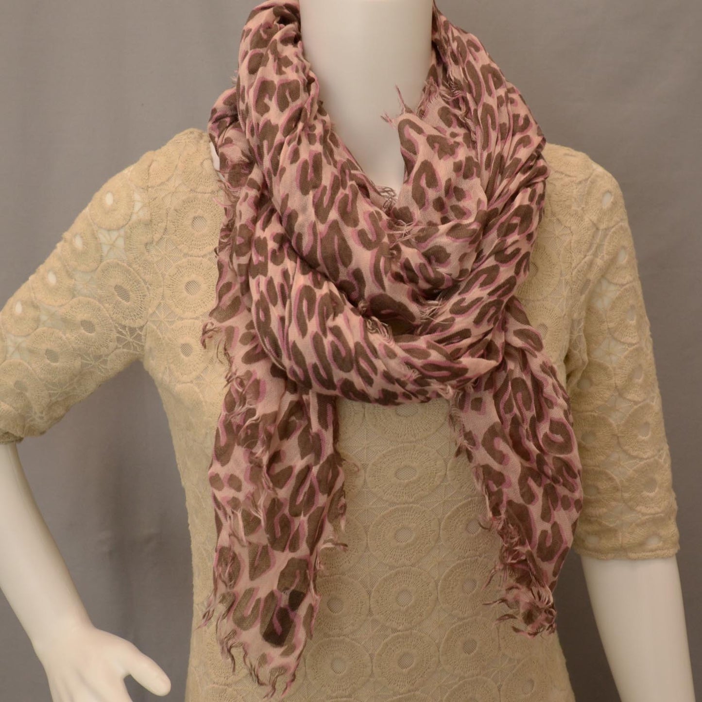 Cashmere Silk Leopard Stole Camel