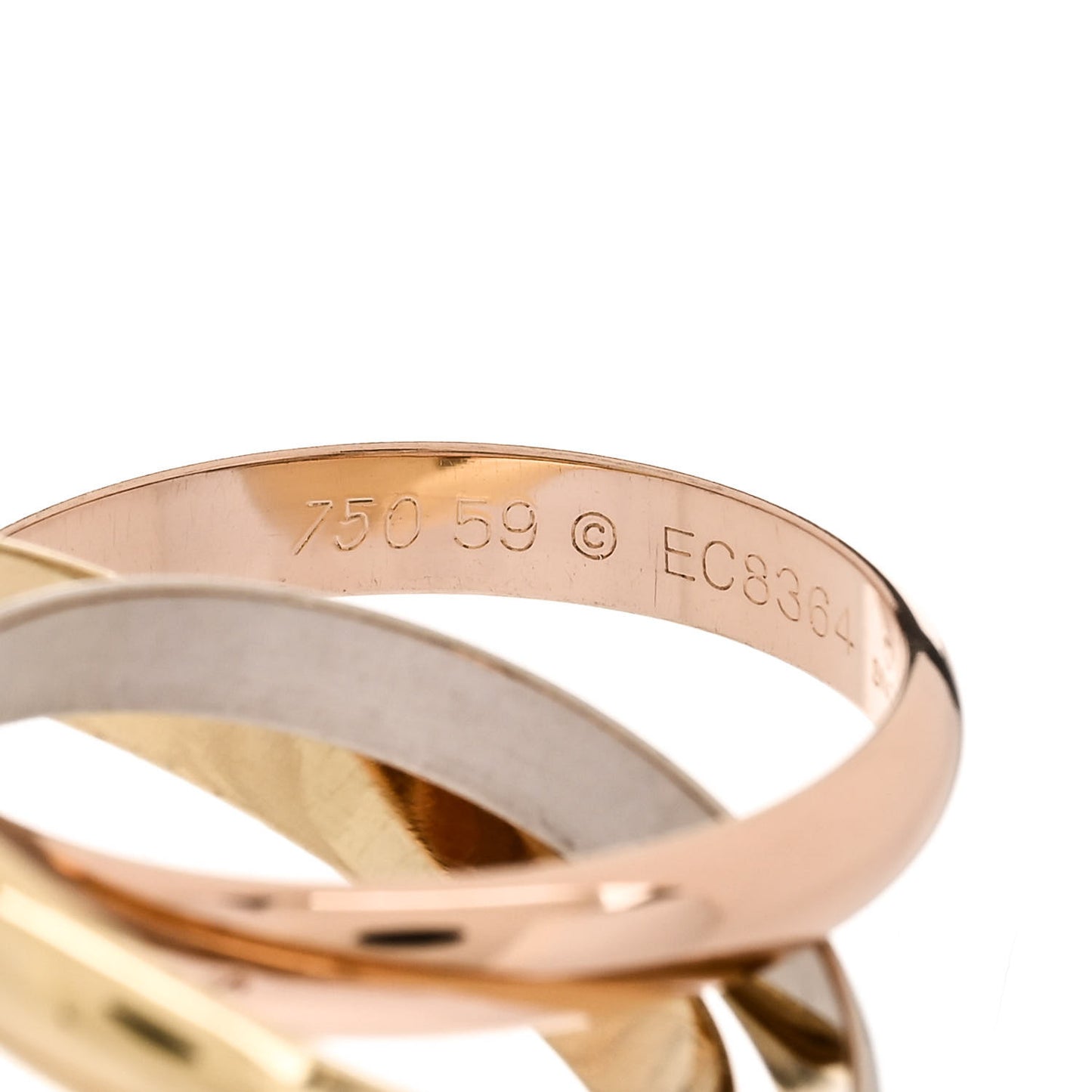 18K Pink Yellow White Gold Classic Trinity Ring 59 8.75