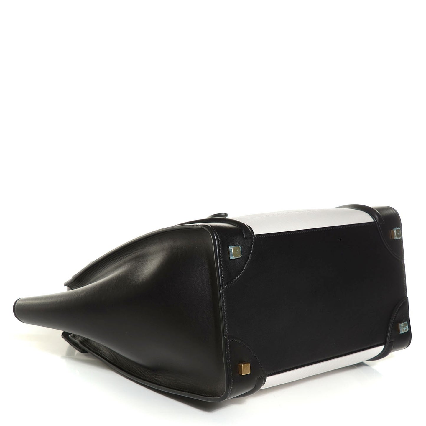 Smooth Calfskin Shrunken Lambskin Mini Luggage Black White