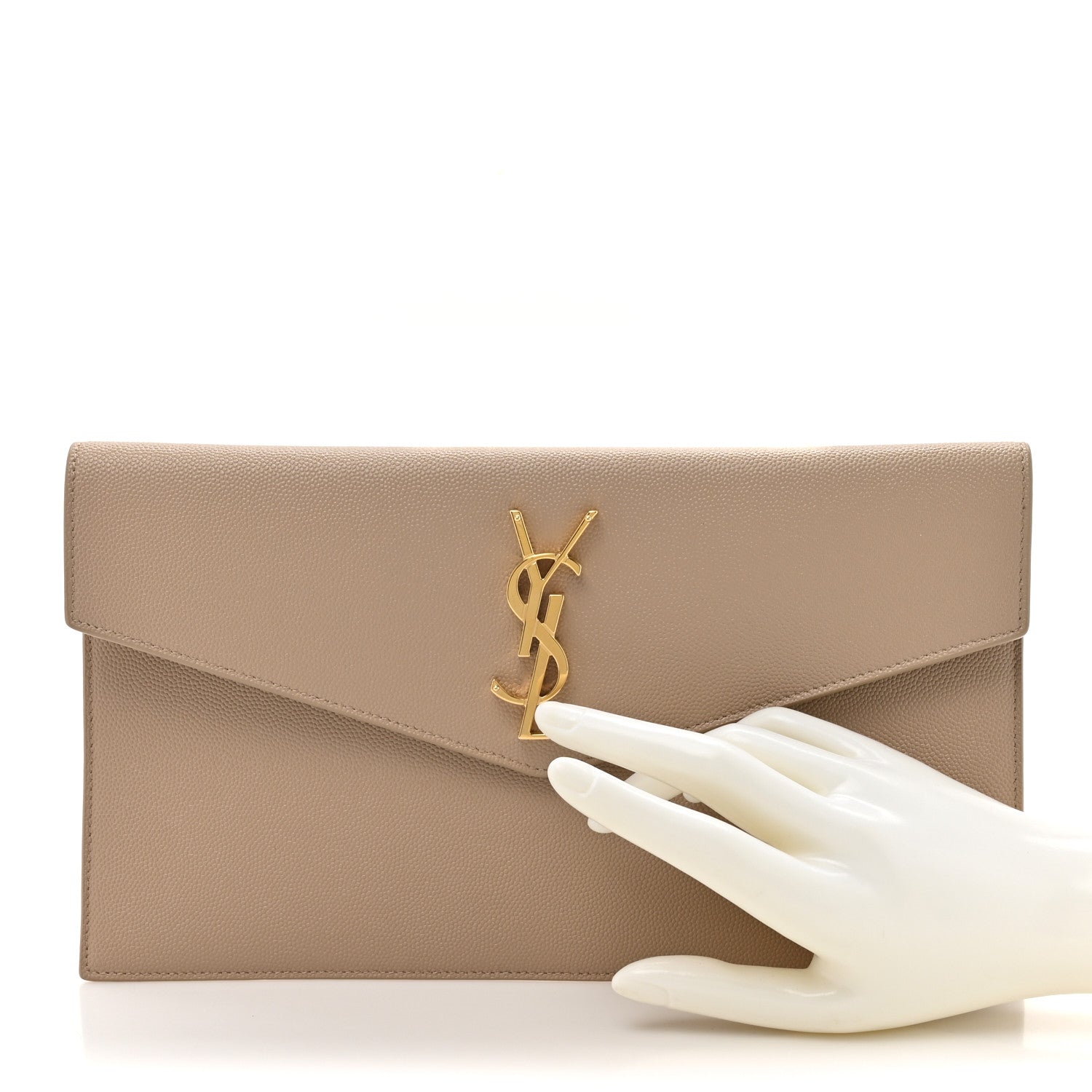 Saint Laurent Grain De Poudre Uptown Pouch Dark Beige 2 of 9