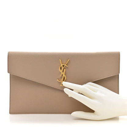 Saint Laurent Grain De Poudre Uptown Pouch Dark Beige 2 of 9
