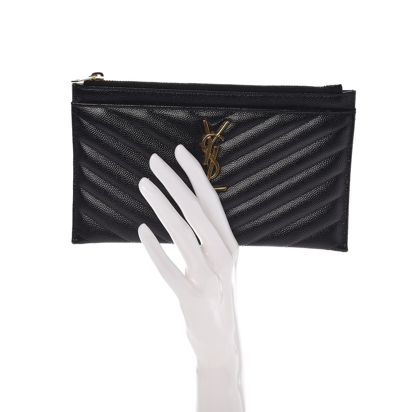 Grain De Poudre Chevron Monogram Bill Pouch Black