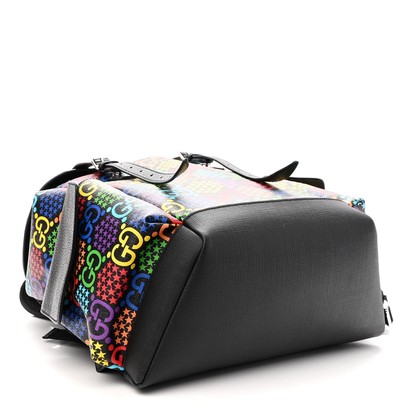 GG Supreme Monogram Psychedelic Medium Double Buckle Backpack Black Multicolor