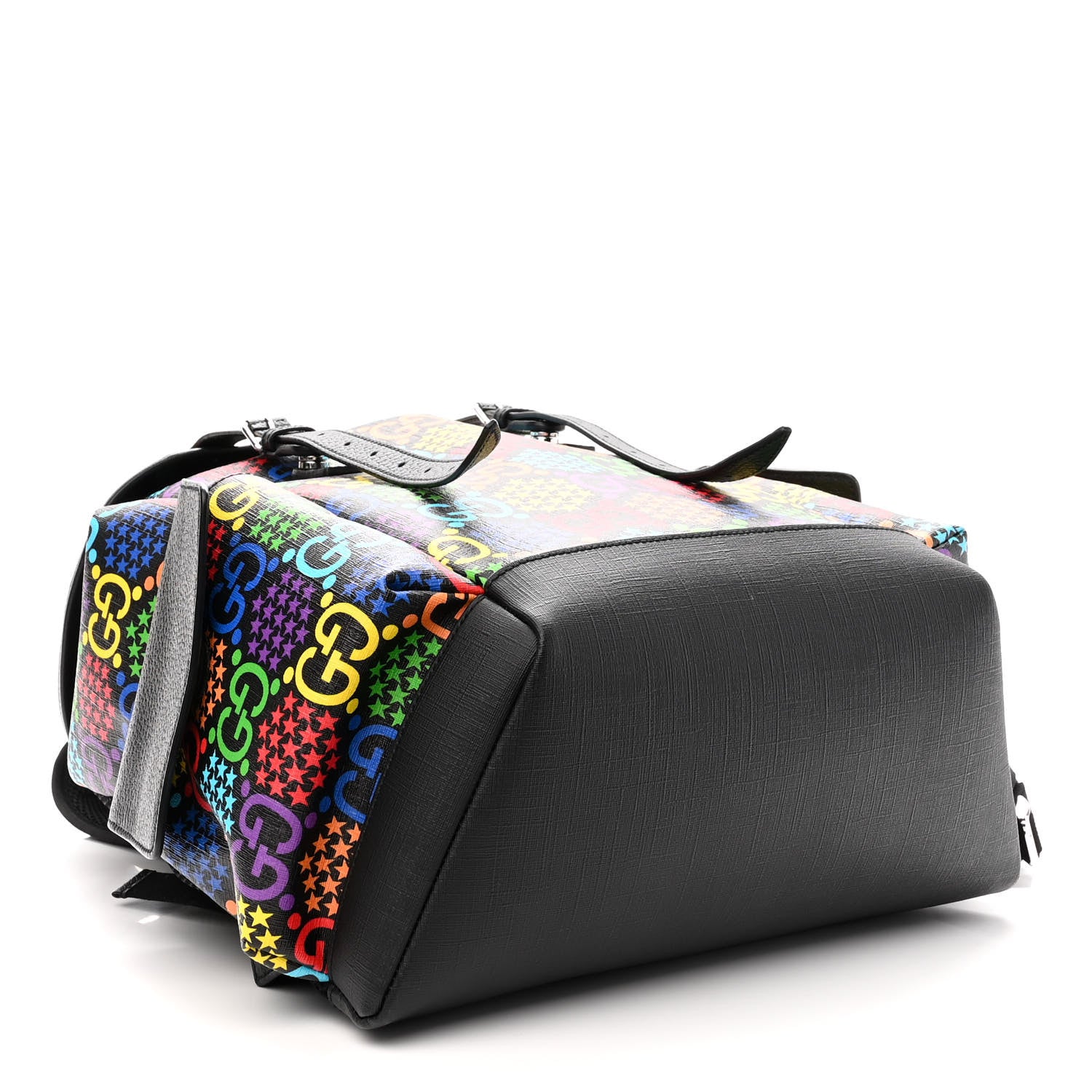 Gucci GG Supreme Monogram Psychedelic Medium Double Buckle Backpack Black Multicolor 4 of 10