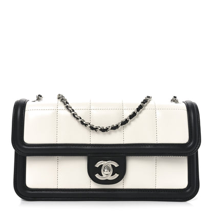 Chanel Lambskin Calfskin Small Chocolate Bar Flap Bag White Black 1 of 11