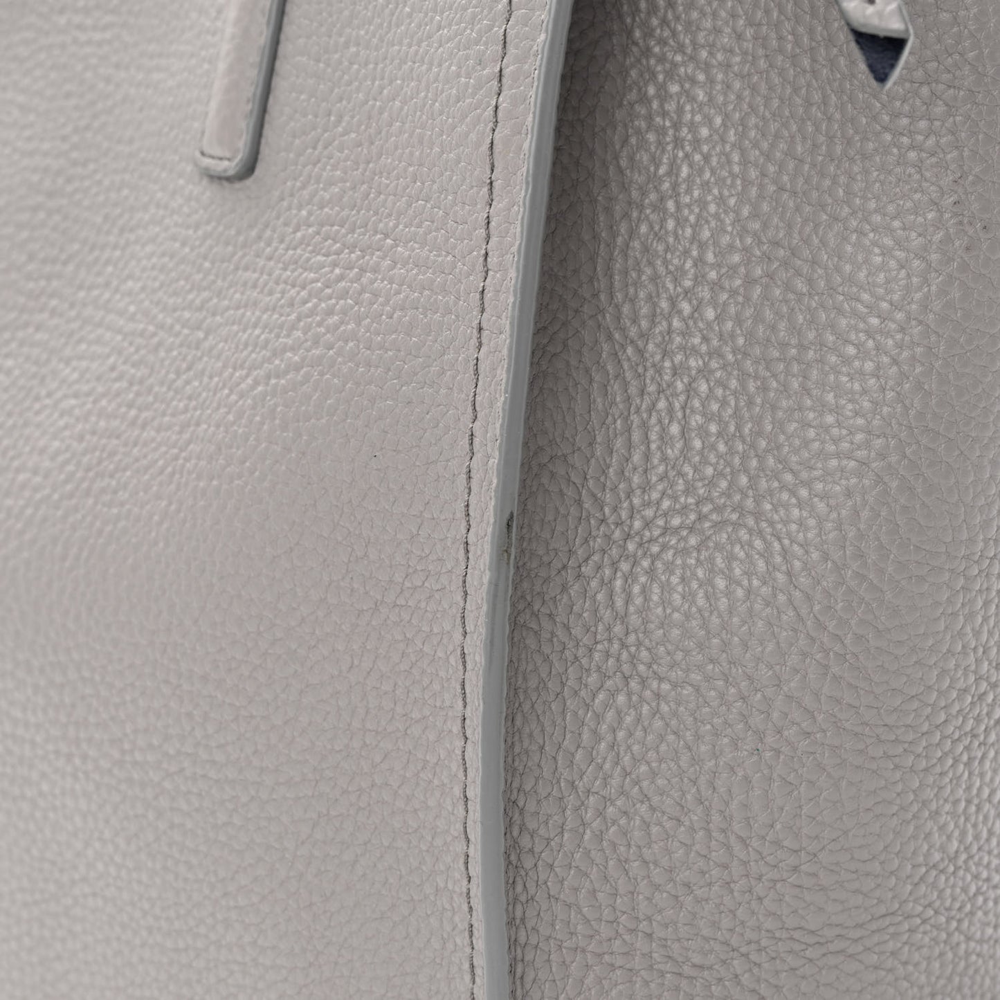 Hammered Calfskin Double Handle Medium Amy Tote Grey Navy