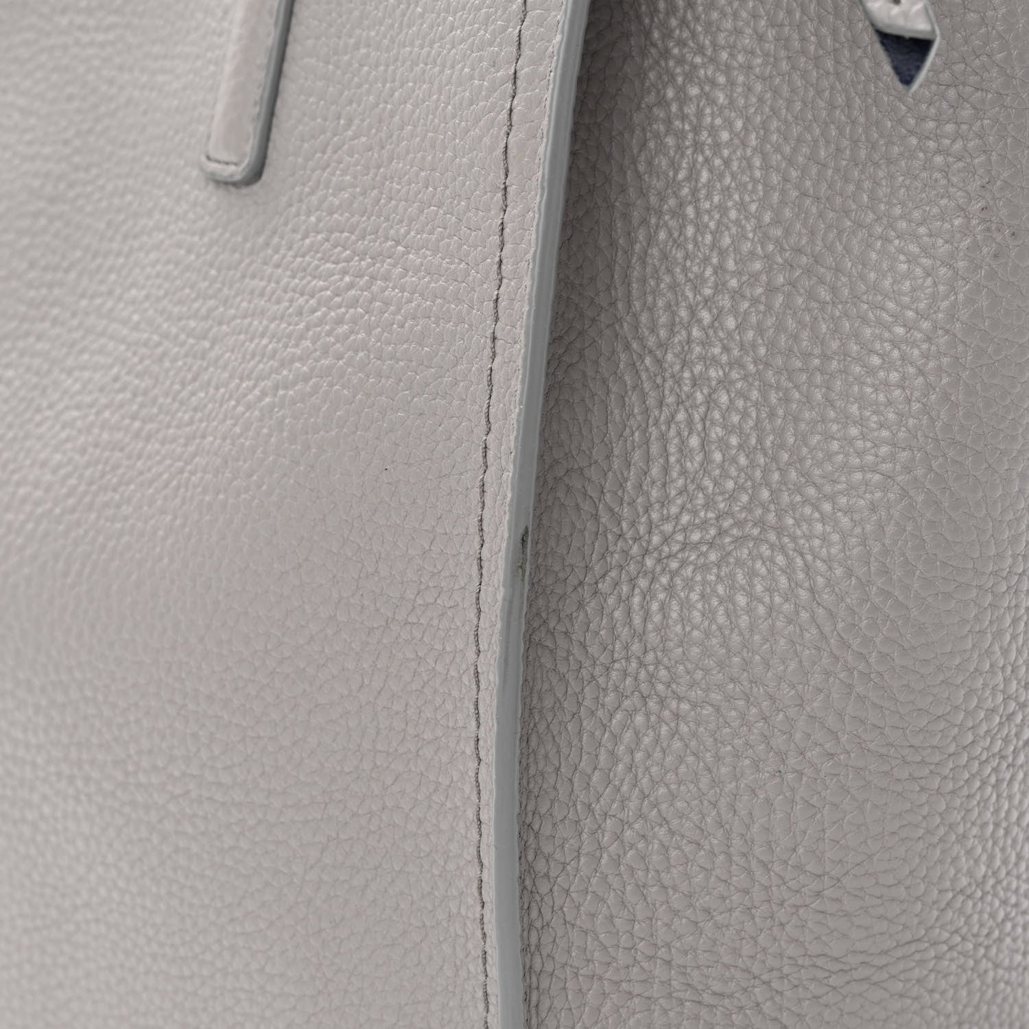 Salvatore Ferragamo Hammered Calfskin Double Handle Medium Amy Tote Grey Navy 13 of 14