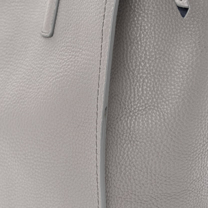 Salvatore Ferragamo Hammered Calfskin Double Handle Medium Amy Tote Grey Navy 13 of 14