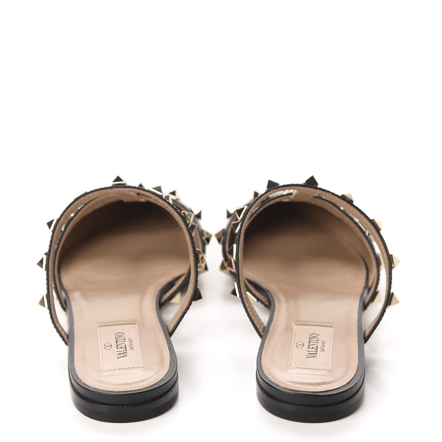 Valentino Garavani Pebbled Calfskin Rockstud Flat Cage Mules 36.5 Black 5 of 11