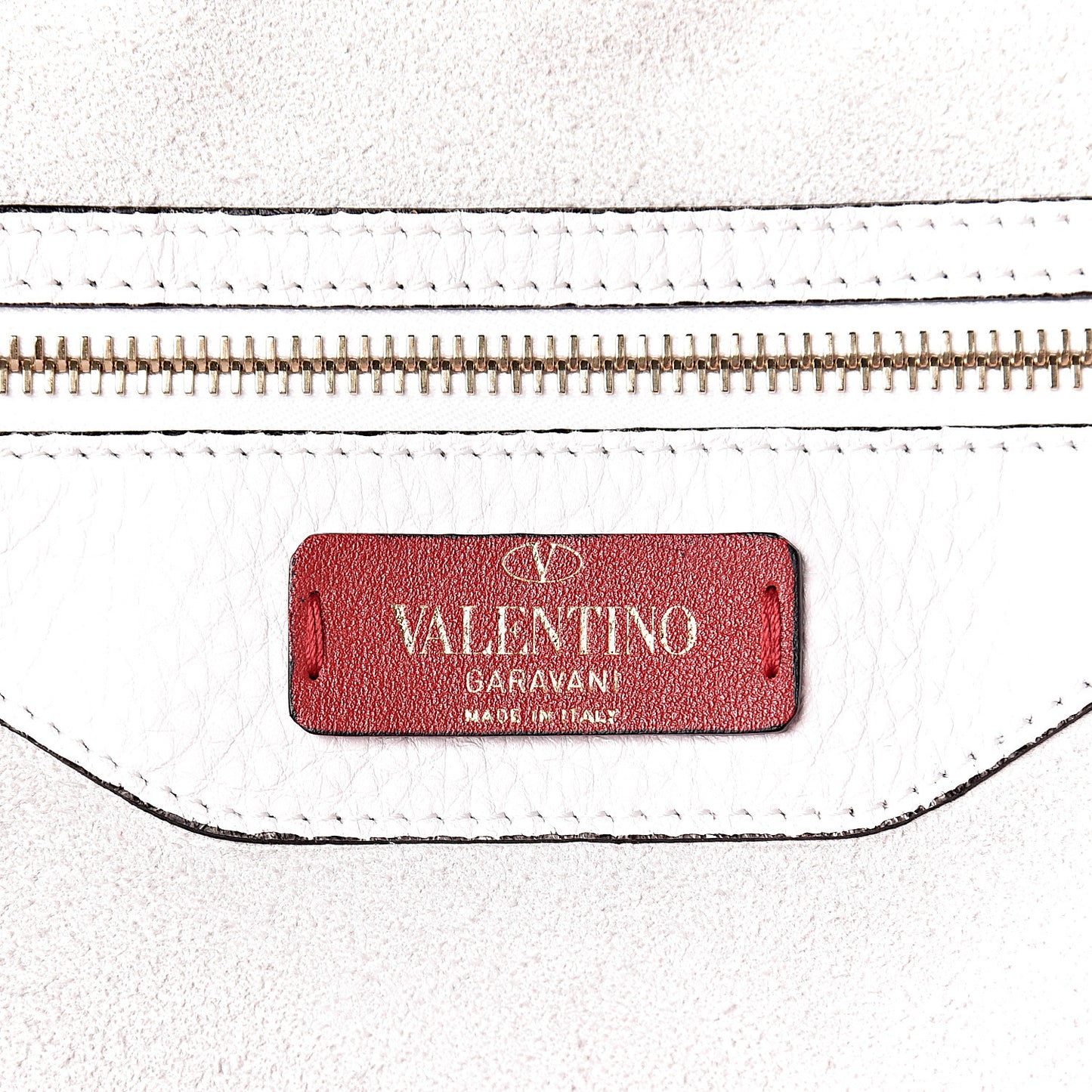 Grained Calfskin Rockstud Shoulder Tote Optic White