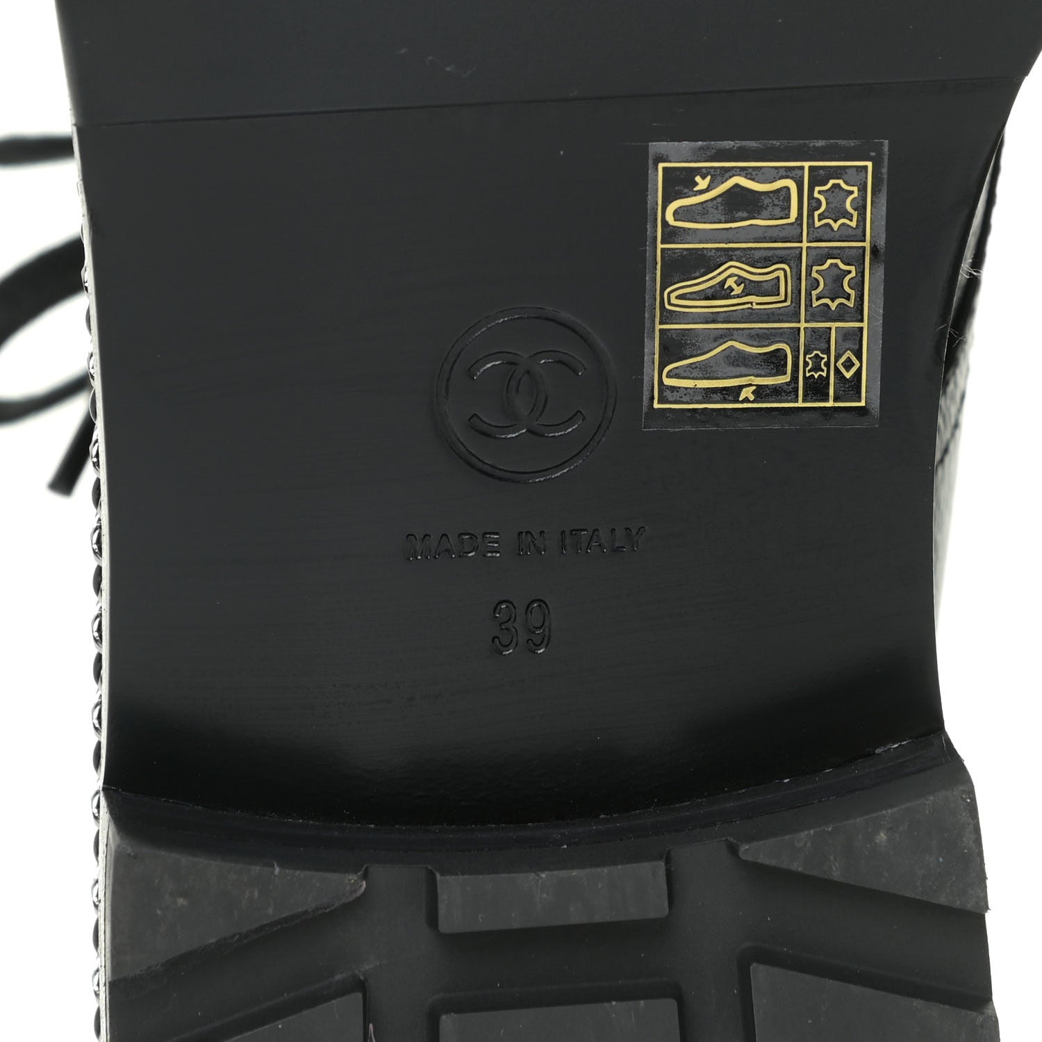 Chanel Crackled Calfskin Velvet Pearl Combat Short Boots 39 Black 11 of 19