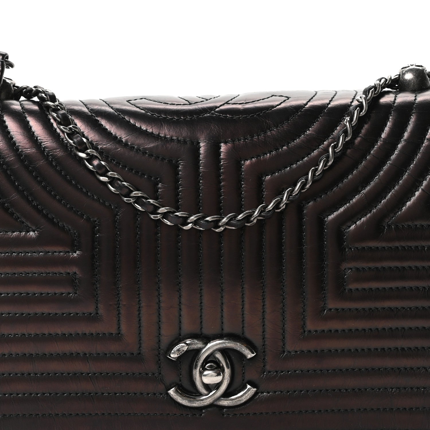 Chanel Glazed Calfskin Quilted Medium Korean Garden Flap Black 8 of 10