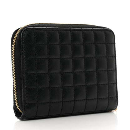 Celine Lambskin Quilted C Charm Zip Around Wallet Black 3 of 8