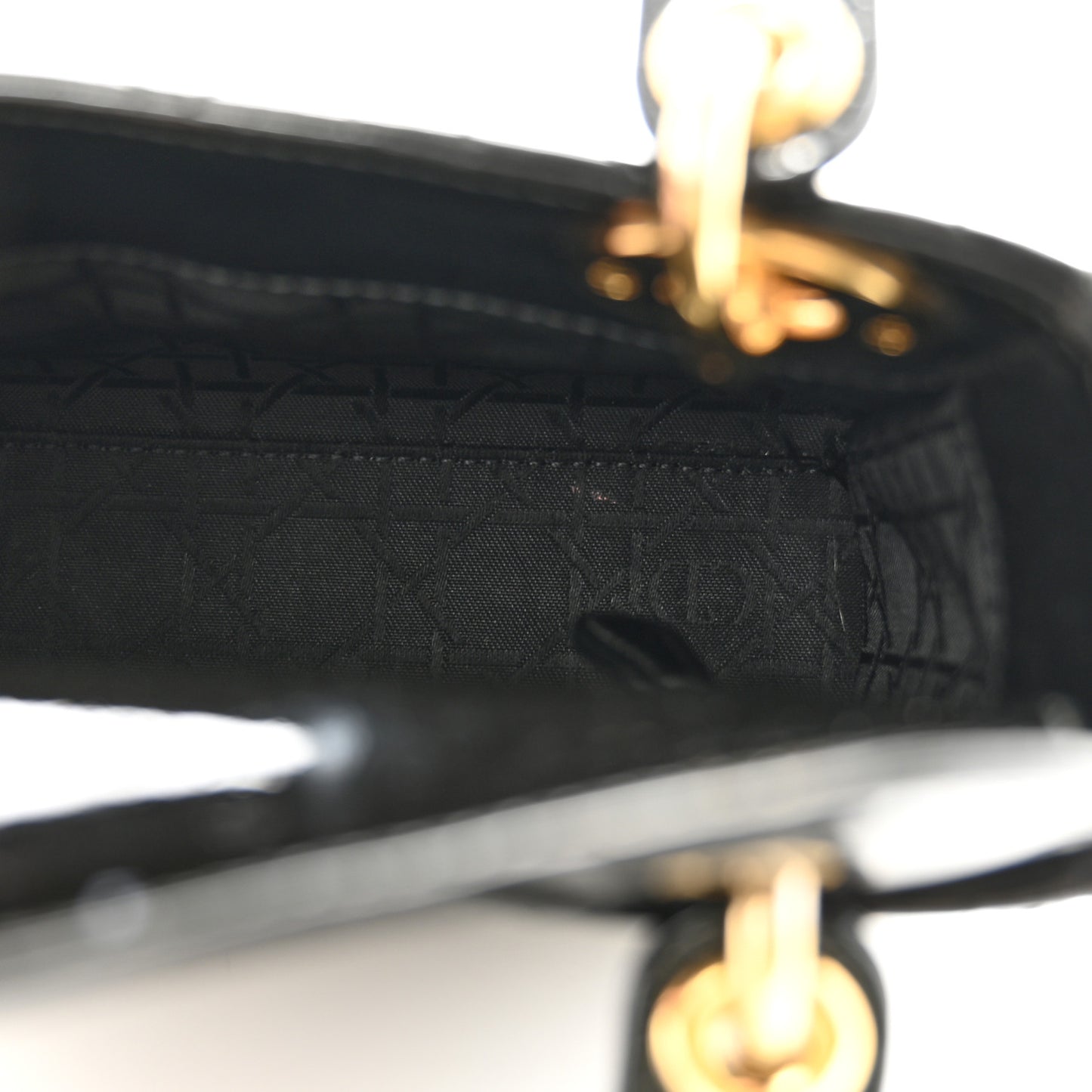 Patent Cannage Mini Lady Dior Black