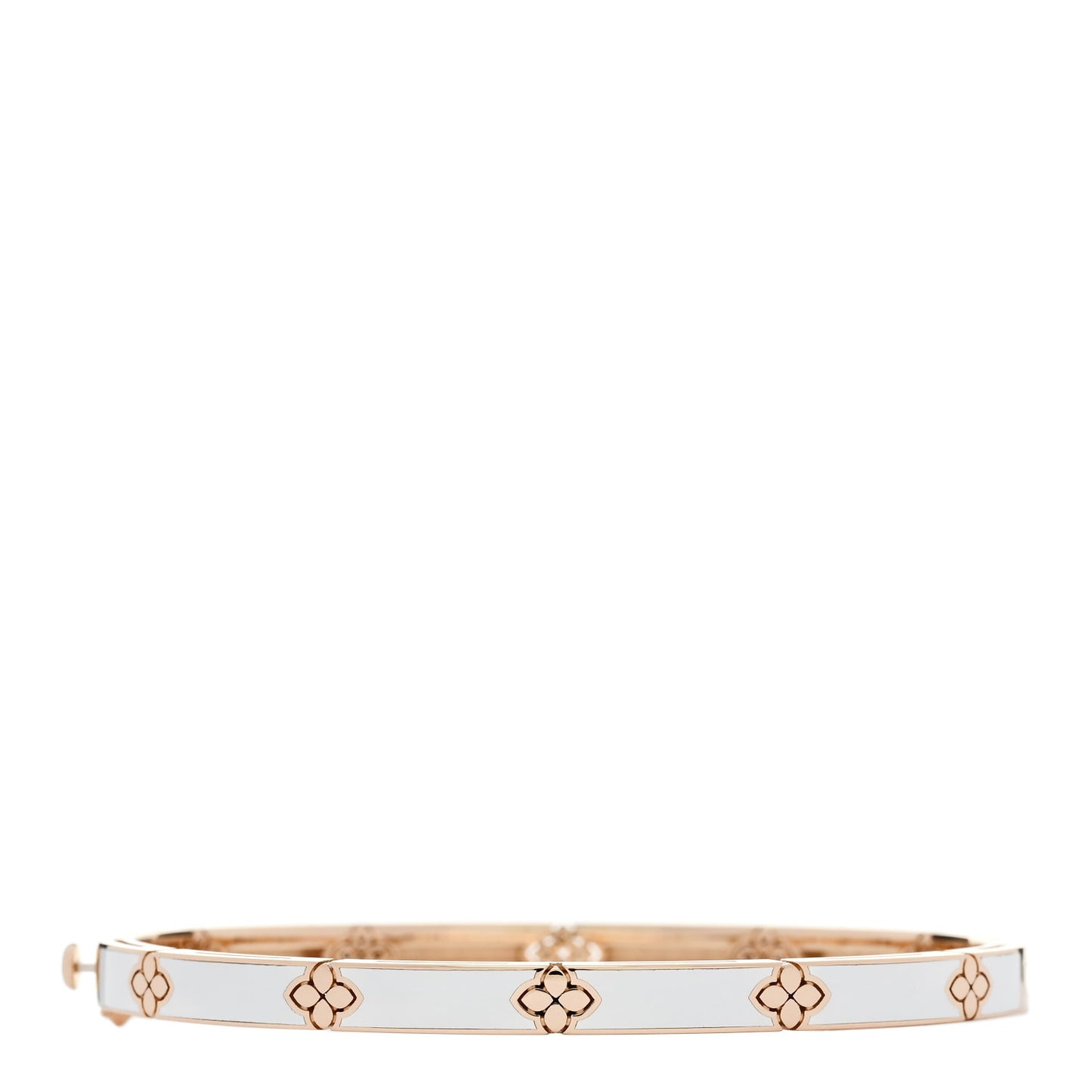 18K Rose Gold Diamond Enamel Love in Verona Bangle Bracelet White