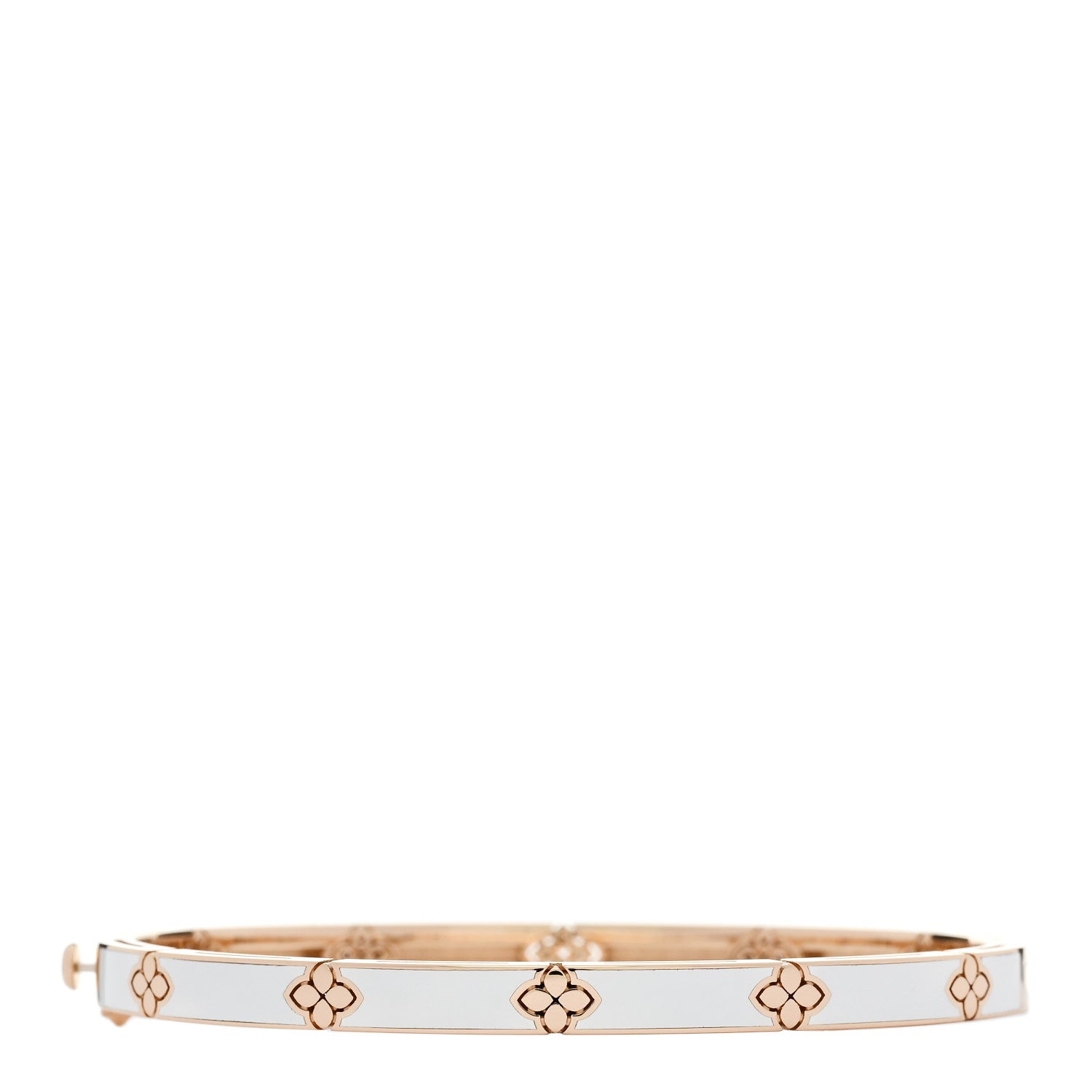 Roberto Coin 18K Rose Gold Diamond Enamel Love in Verona Bangle Bracelet White 2 of 5