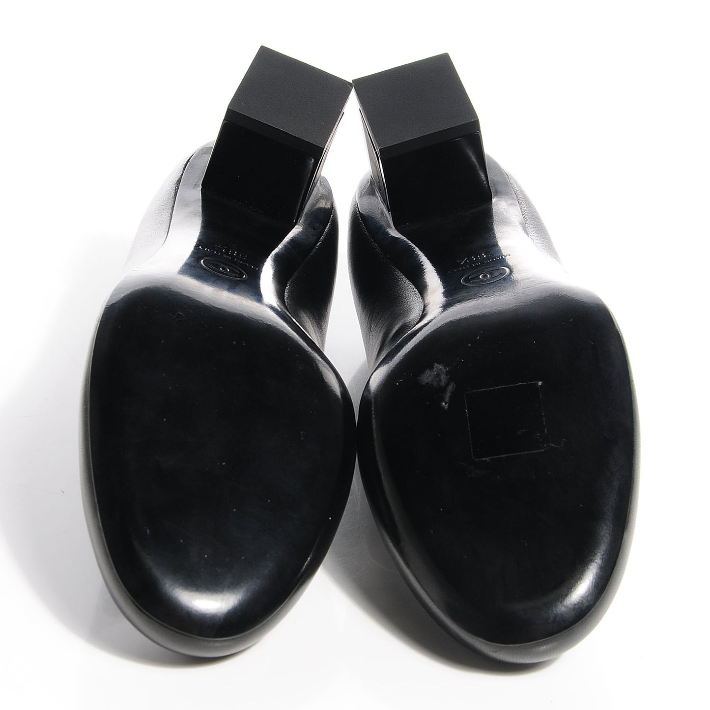 Leather Round Toe Pumps 38.5 Black