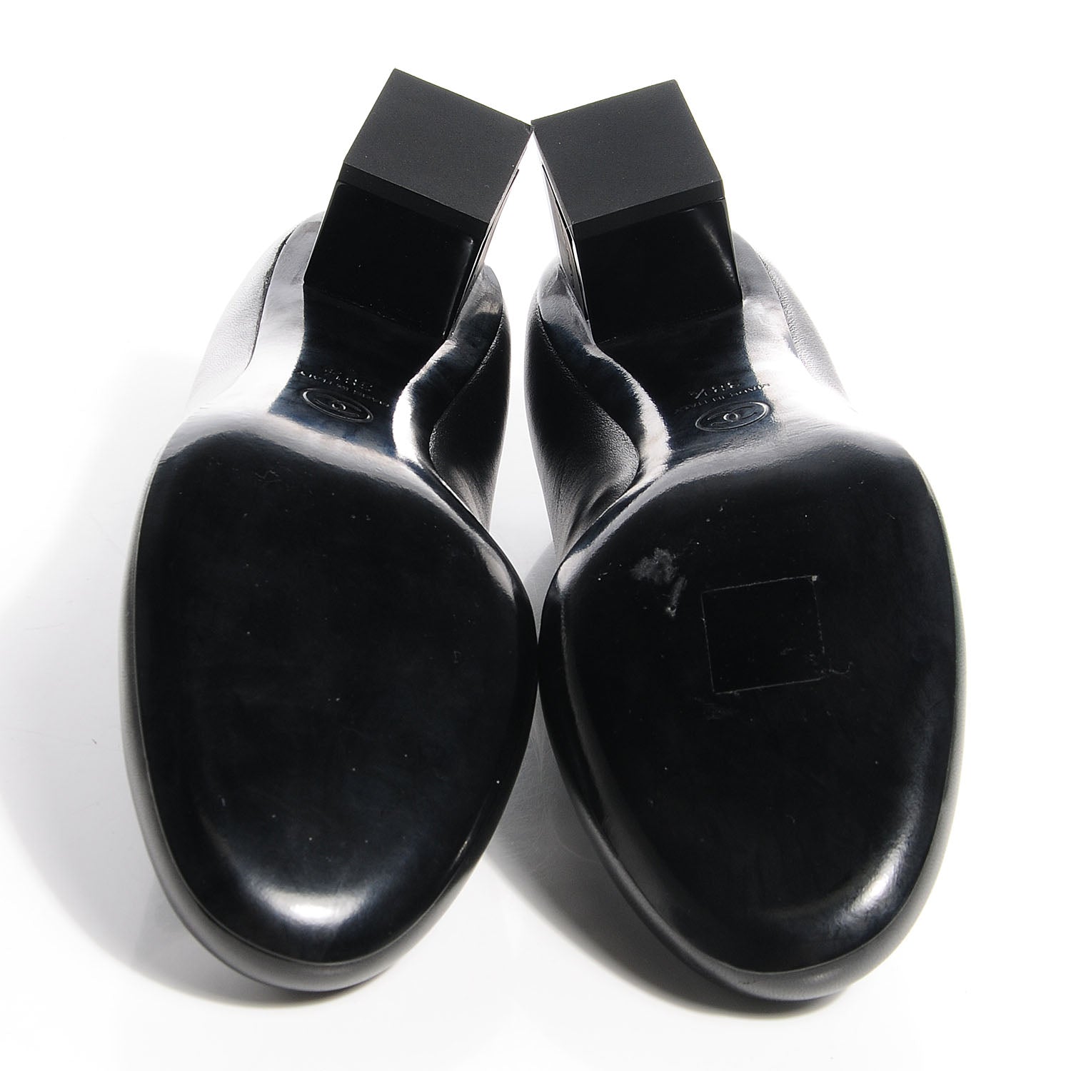 Chanel Leather Round Toe Pumps 38.5 Black 5 of 8