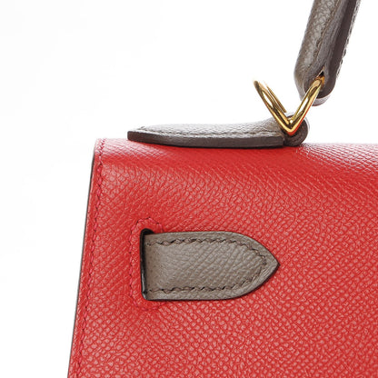 Hermes Epsom Horseshoe Kelly Sellier 28 Rouge Casaque Etain 32 of 36