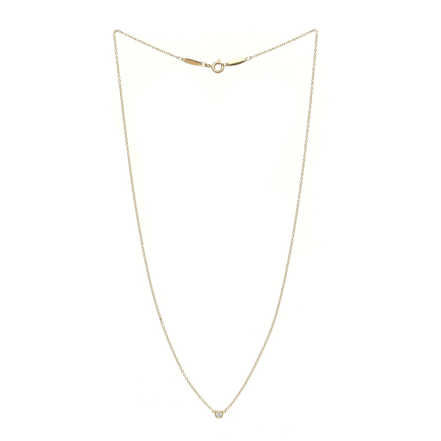 Tiffany 18K Yellow Gold Diamond .05ct Elsa Peretti Diamonds by the Yard Pendant Necklace 2 of 4