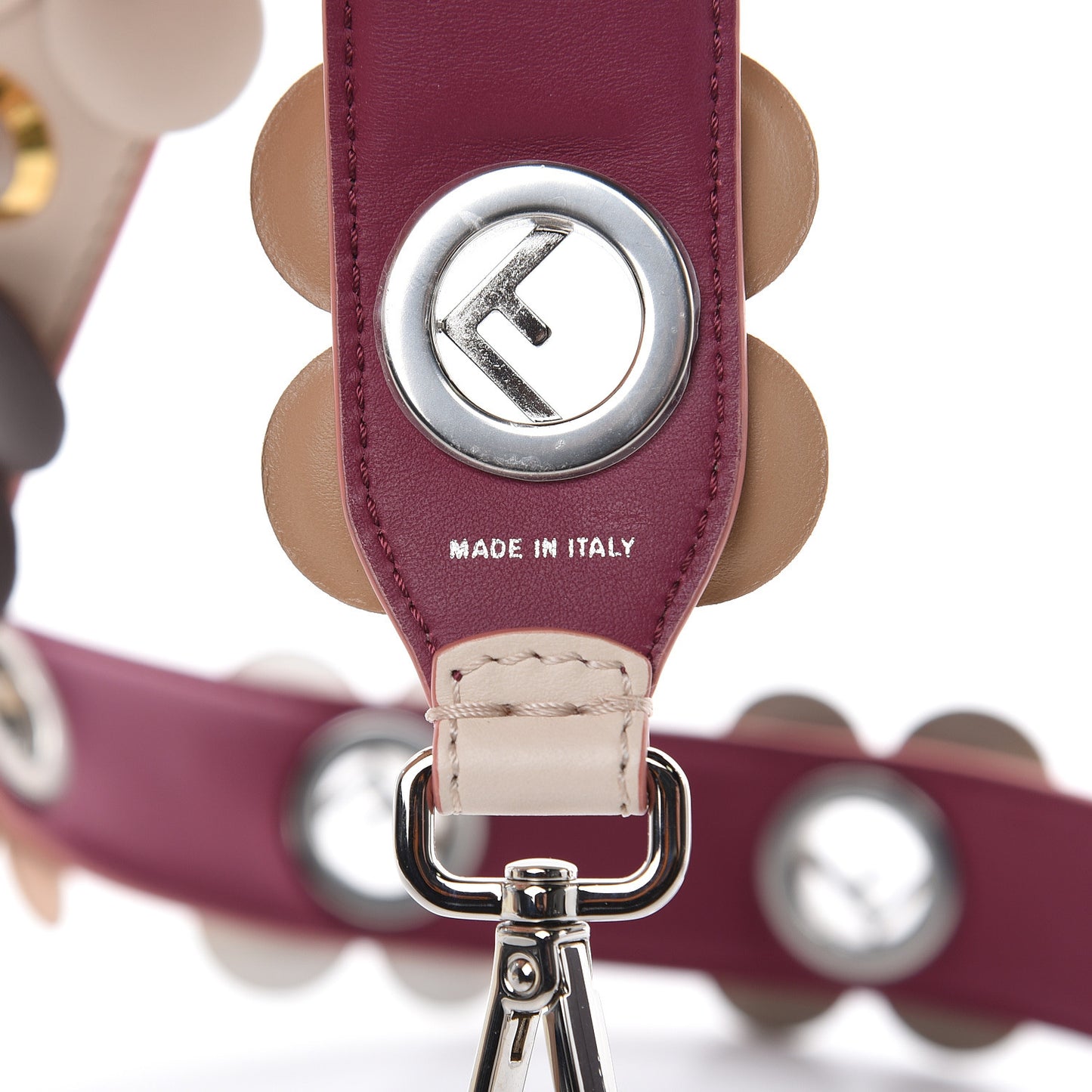Calfskin F is Studded Flower Strap You Camelia