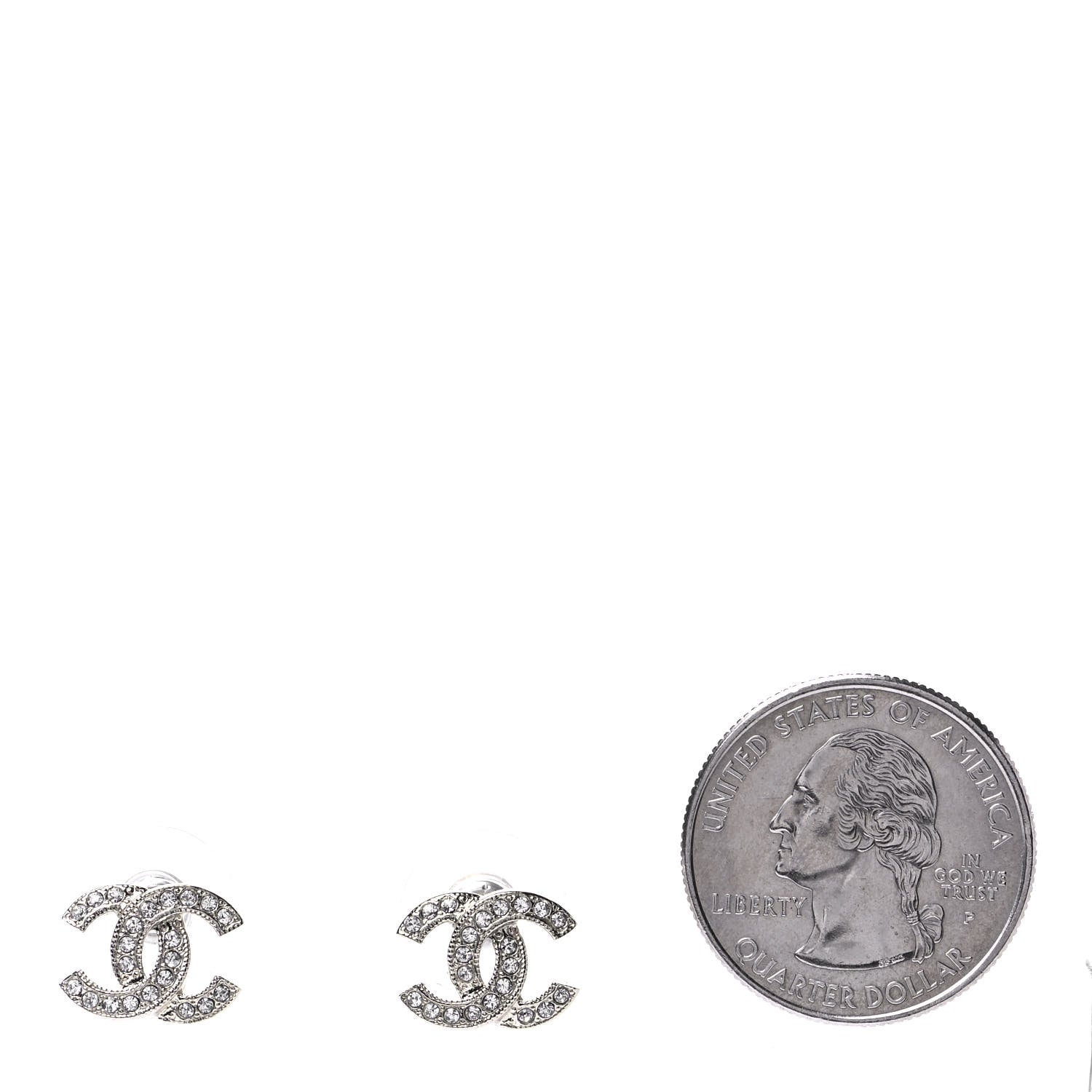 Chanel Crystal CC Earrings Light Gold 2 of 4