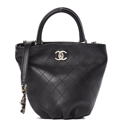 Chanel Lambskin Stitched Small Shopping Tote Black 1 of 11