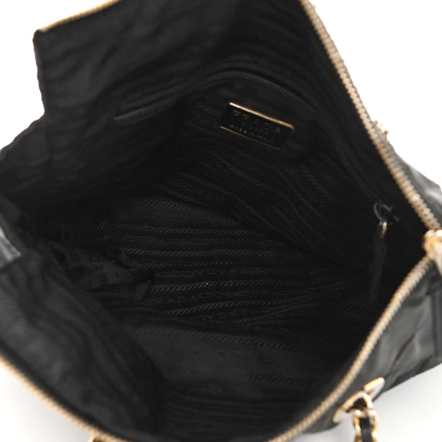 Nylon Tessuto Impuntu Quilted Shoulder Bag Black