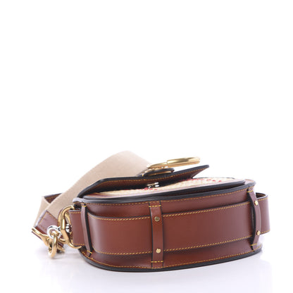 Chloe Calfskin Raffia Embroidered Small Tess Bag Sepia Brown 3 of 9
