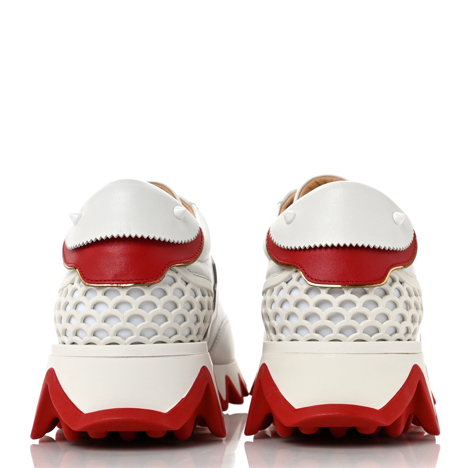 Christian Louboutin Calfskin Neoprene Womens Loubishark Sneakers 40 White 5 of 6