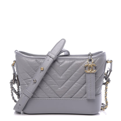 Chanel Aged Calfskin Chevron Quilted Small Gabrielle Hobo Grey 1 of 10