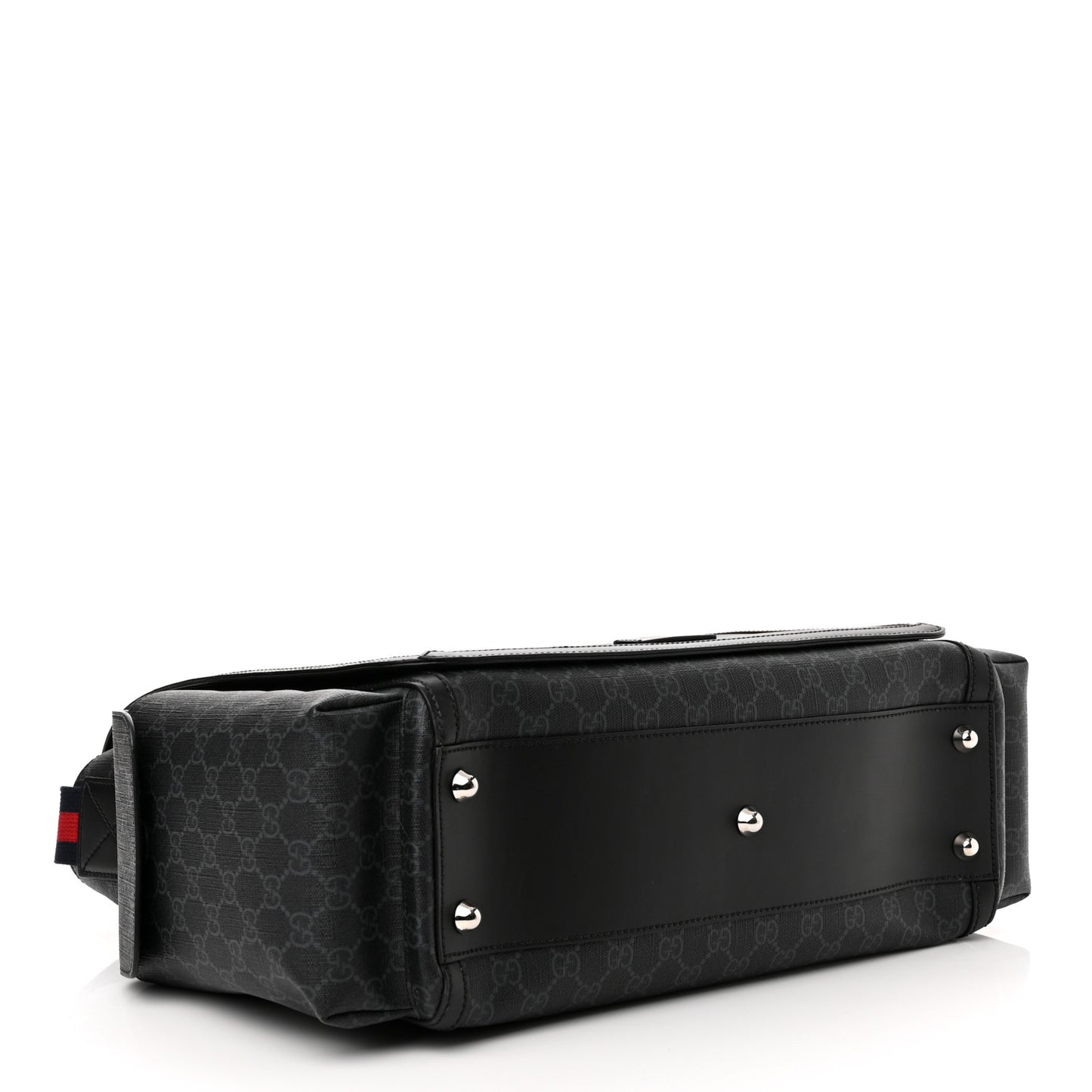GG Supreme Monogram Web Messenger Diaper Bag Black Grey