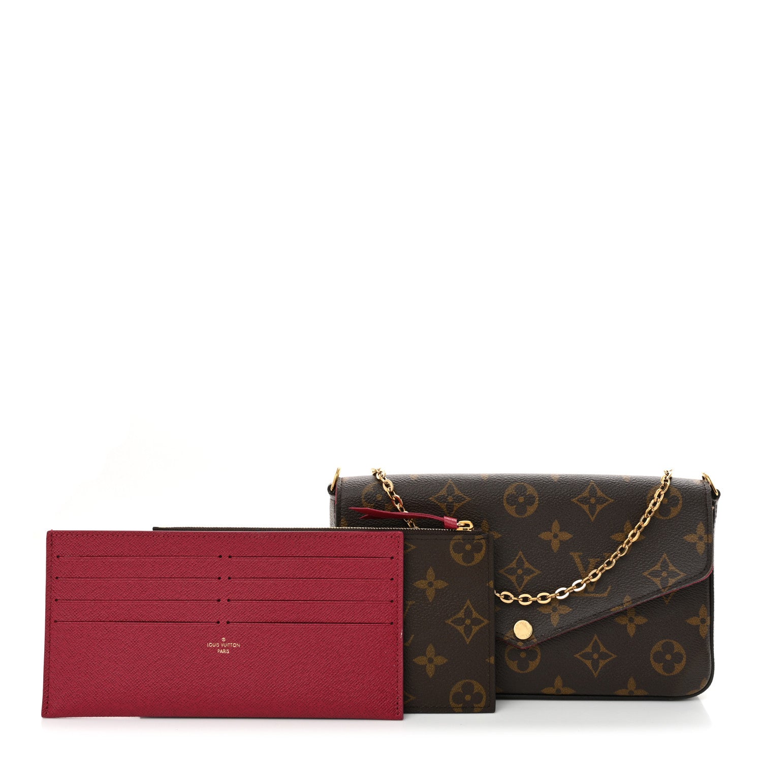 Louis Vuitton Monogram Pochette Felicie Chain Wallet Fuchsia 3 of 15