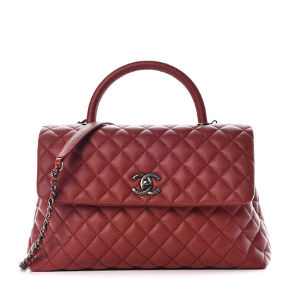 Chanel Caviar Quilted Medium Coco Handle Flap Dark Red 1 of 9