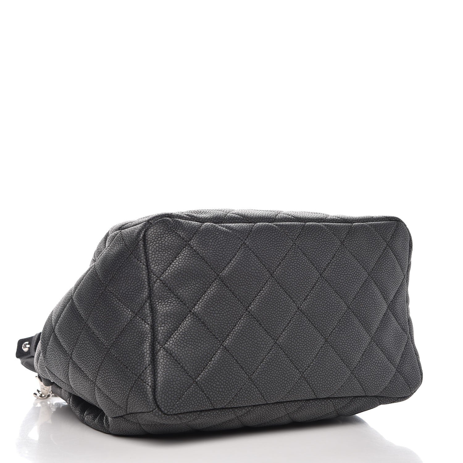 Chanel Caviar Flat Quilted CC Chain Bucket Drawstring Bag Black 4 of 8