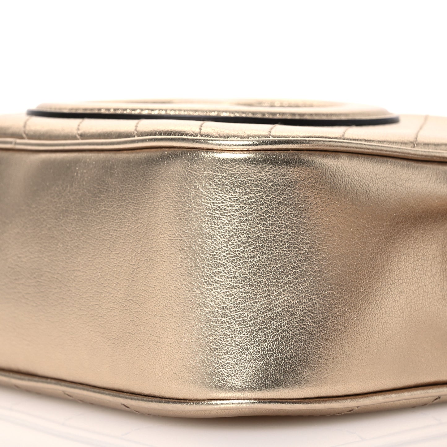 Metallic Sakai Be Green Calfskin Diagonal Stitched Small Blondie Shoulder Bag Gold