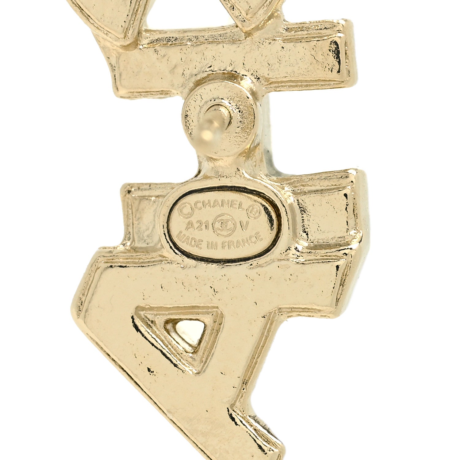 Chanel Crystal Pearl Signature Stud Earrings Gold 4 of 4