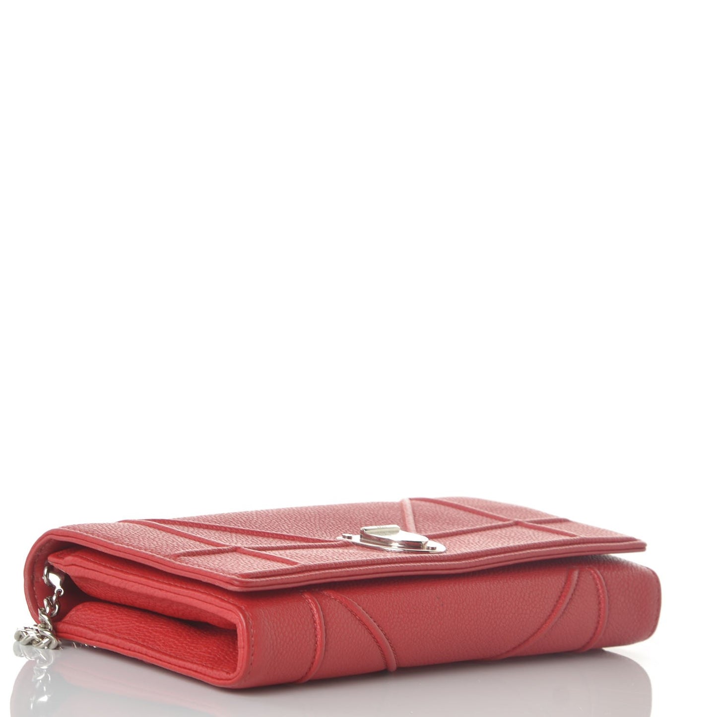 Grained Calfskin Diorama Croisiere Chain Wallet Rouge Vif